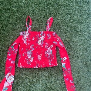 Floral Red Smocked Top size XXS